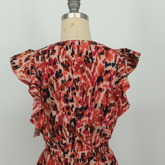 11409 THML Camo Midi Dress Red size XS bohemian summer spring resortwear preppy - Picture 4 of 11